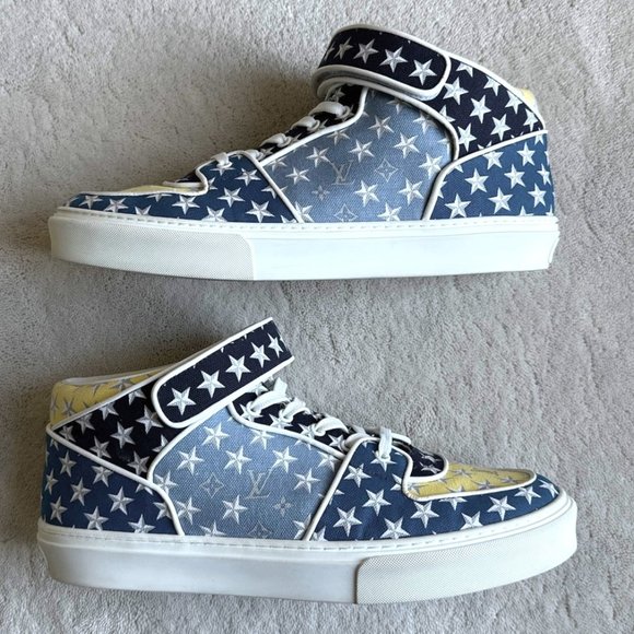 RARE auth LOUIS VUITTON Monogram Stars ACAPULCO SNEAKERS Size 8.5 LV9.5 US